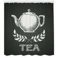 thumbnail image 3 of Ambesonne Tea Shower Curtain, Teapot Leaf Branches Chalkboard, 69"Wx75"L, Charcoal Grey White, 3 of 3