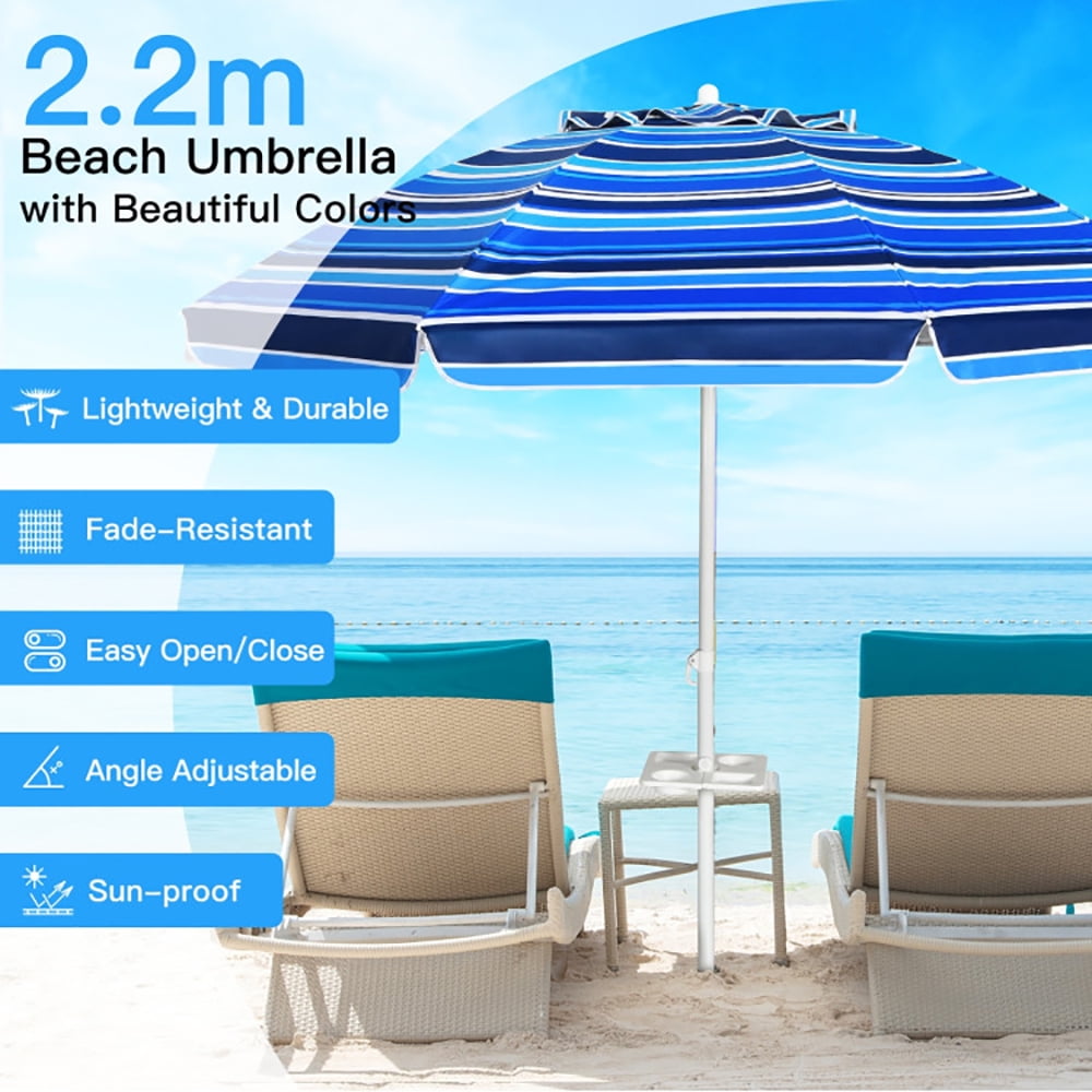 Aimee Lii 7.2 Feet Portable Outdoor Beach Umbrella with Sand Anchor and Tilt Mechanism, Sunbrella Patio Umbrellas, Navy Aimee Lii 7.2 Feet Portable Outdoor Beach Umbrella with Sand Anchor and Tilt Mechanism, Sunbrella Patio Umbrellas, Navy