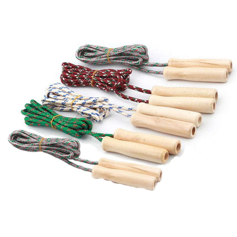 Wooden Handle Adjustable Jump Rope for Kids and Adults Outdoor Fun Activity 