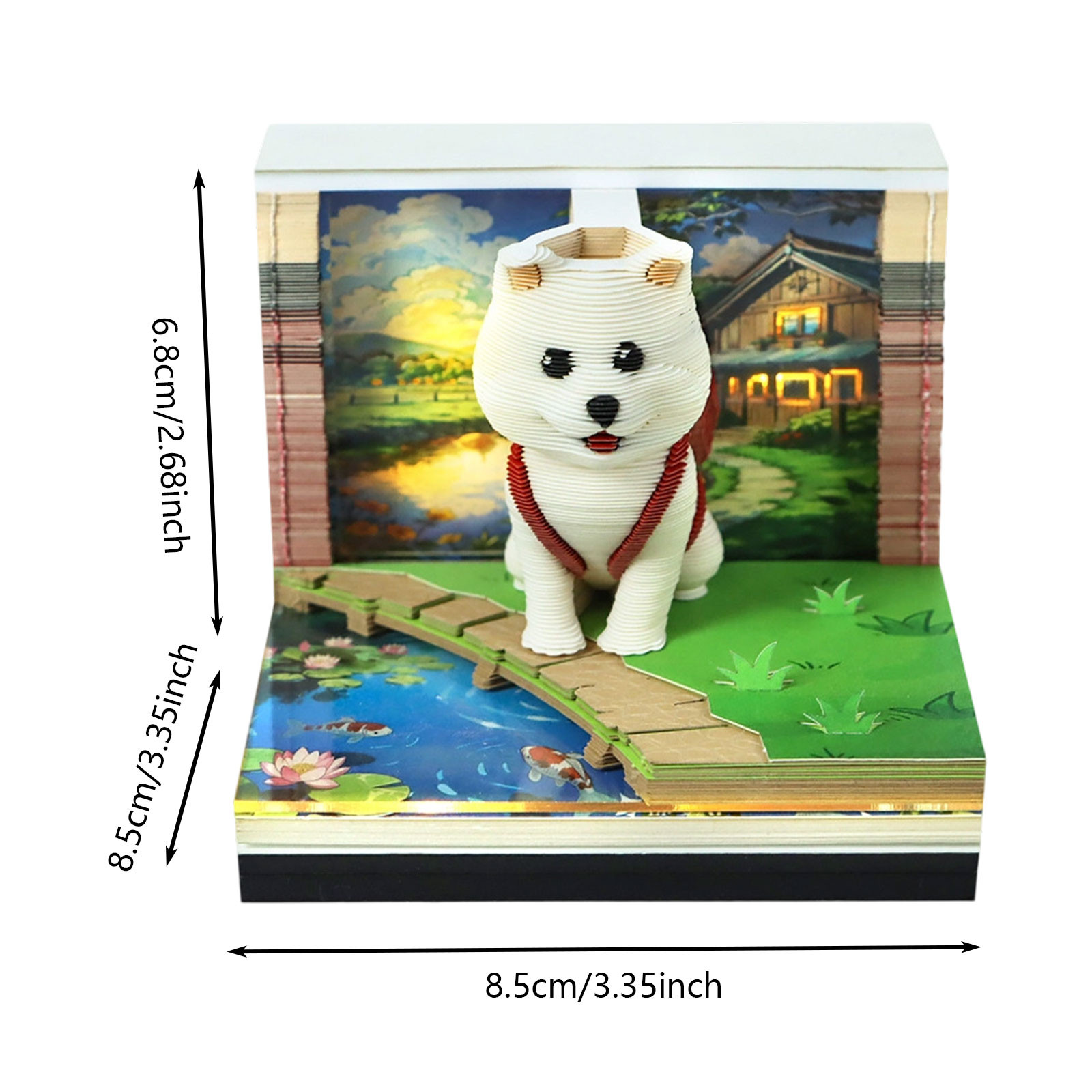 3D Calendar 2026, Time Piece Calendar with 52 Weekly Calendars for 2026, Magic Book and Cute Owl Paper Carving Art Note Book, Suitable for Room and Office Desktop Decoration Gift Giving (Dog)