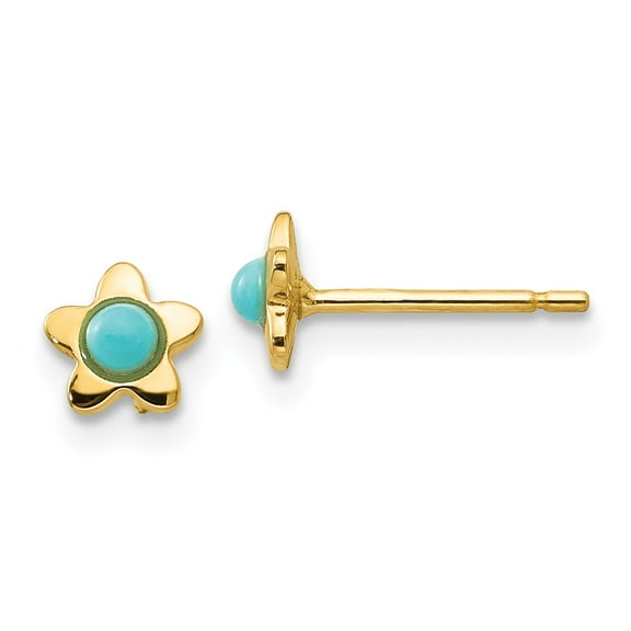 Primal Gold 14 Karat Yellow Gold Turquoise Star Post Earrings