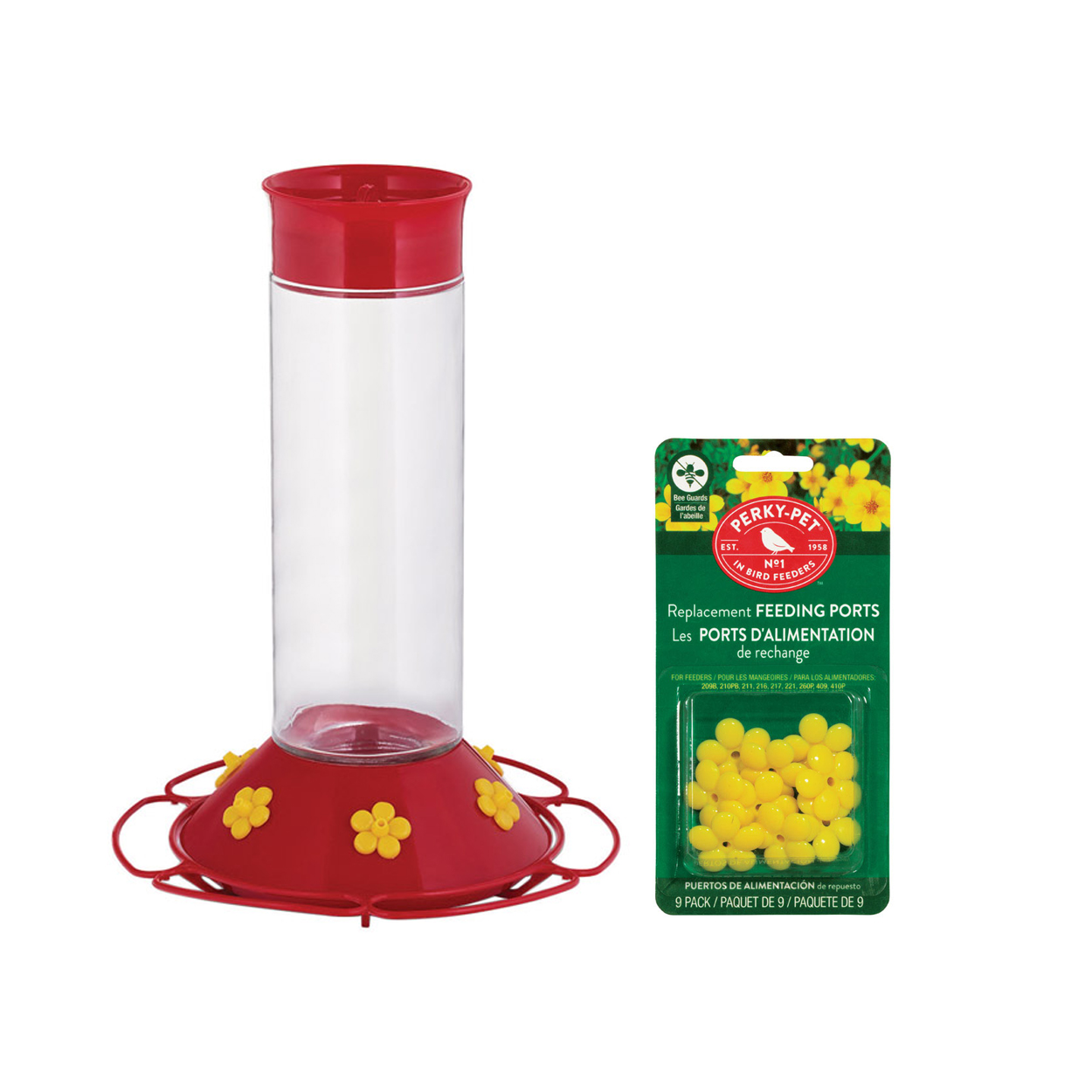 PerkyPet Hummingbird 8 Glass Nectar Feeder 4 ports Bundle with Perky