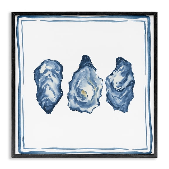 Stupell Industries Oyster Shell Trio Animals Painting Black Framed Art Print Wall Art, 12 x 12