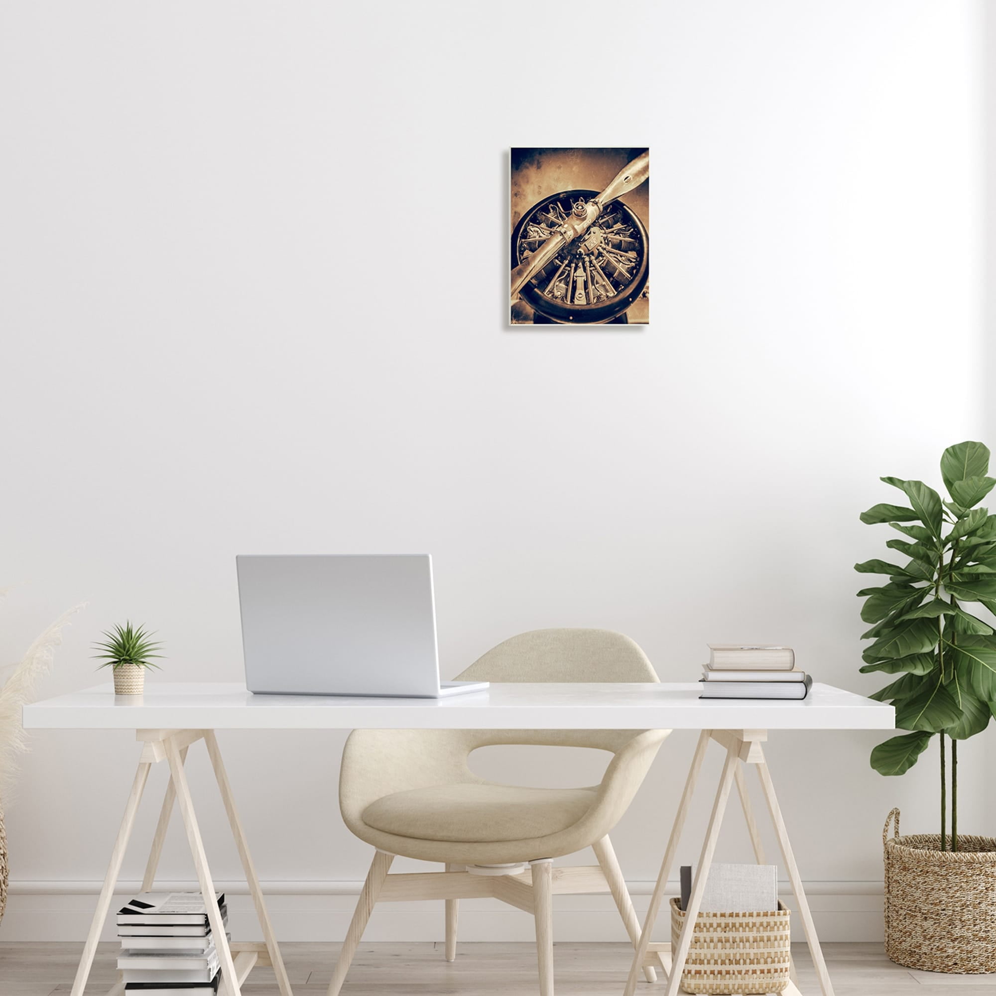 Stupell Industries Propeller Machinery Detailed Aircraft Sepia Photography Wood Wall Art, 13 x 19, Design by John Slemp