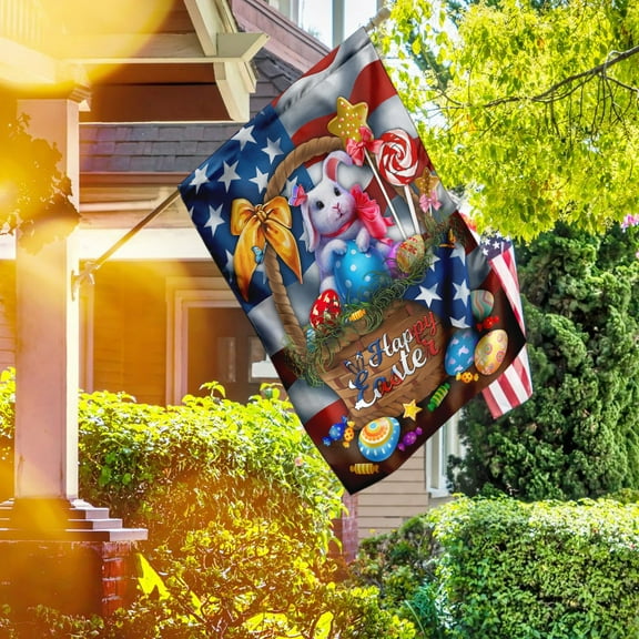 FLAGWIX Bunny Happy Easter Flag, Outdoor Easter Decoration - House Flag (29.5" x 39.5")