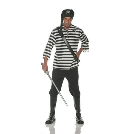 Black White Stripped Pirate Buccaneer Adult Costume Accessory Shirt
