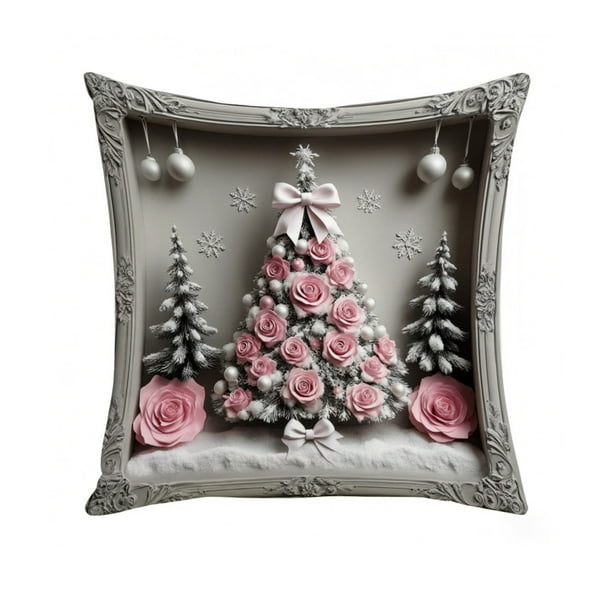 Tapas de Almohada de Navidad Tapas de Almohada de Navidad Tapas de Almohada Decorativas de 17.7x17.7 Pulgadas Tela de Lana Cremallera Oculta Decoración Del Hogar Tapas de Almohada Tamaño Estándar