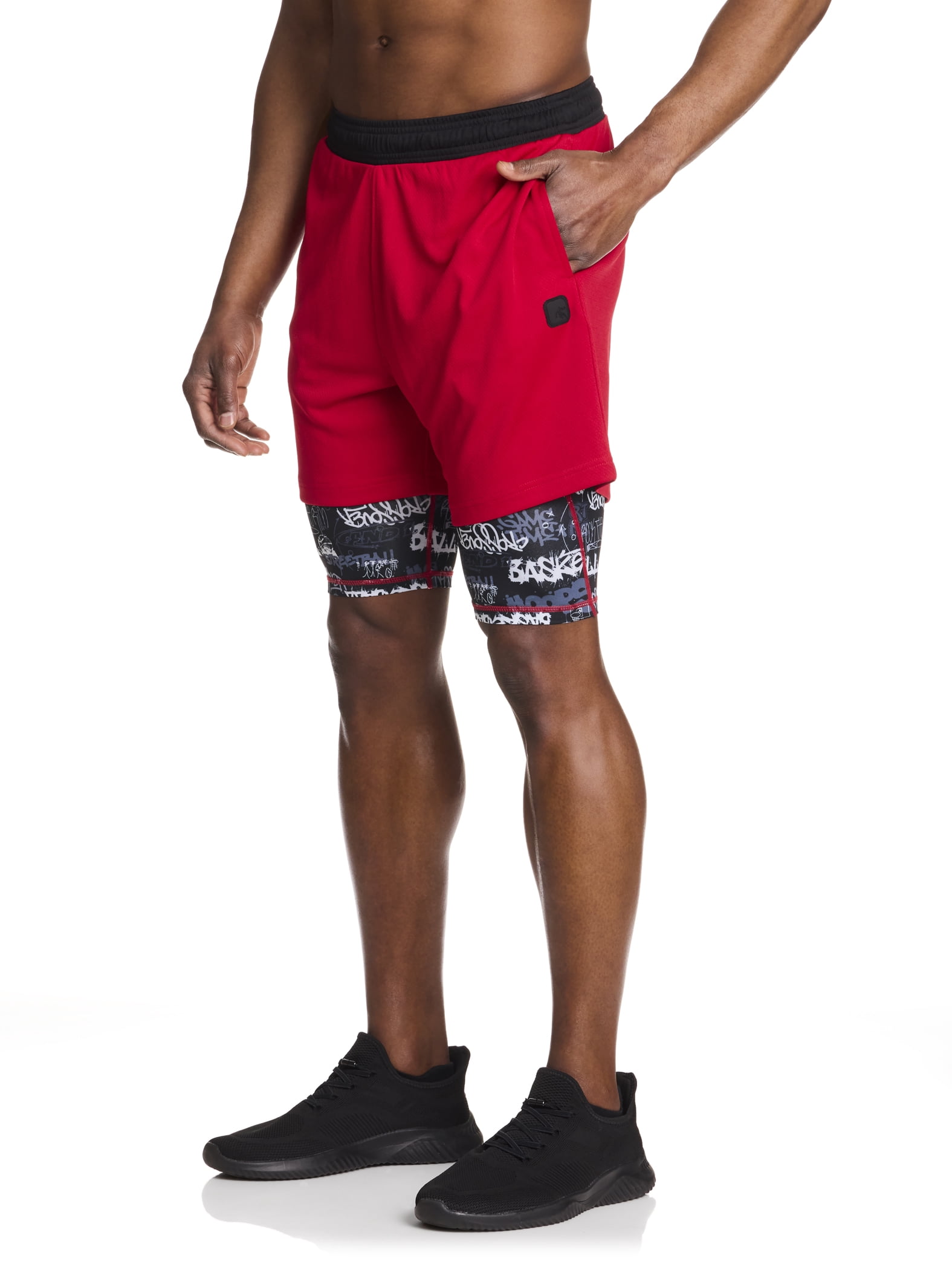 AND1 Men's and Big Men's Compression 2-IN-1 Active Short , 7" Inseam, up to Sizes 3XL