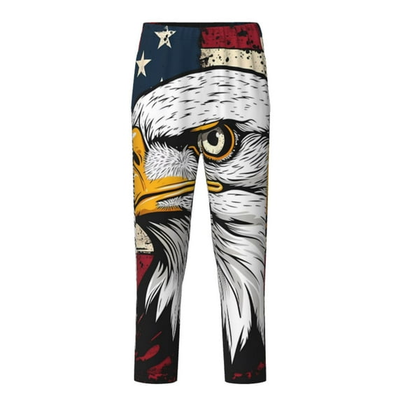 Xecao American Bald Eagle Print Teenagers' Pajama Pants Long Sleep Pants Soft Elastic Waist Pajama Bottoms Elastic waist with 2 Pockets 5-16 Years-XS(5-6)