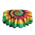 thumbnail image 5 of Rainbow Tie Dye Mandala Pattern Round Tablecloth 60"x60",Wrinkle Wipeable Table Cloth for Kitchen Dining Room Picnic Patio Party, 5 of 6