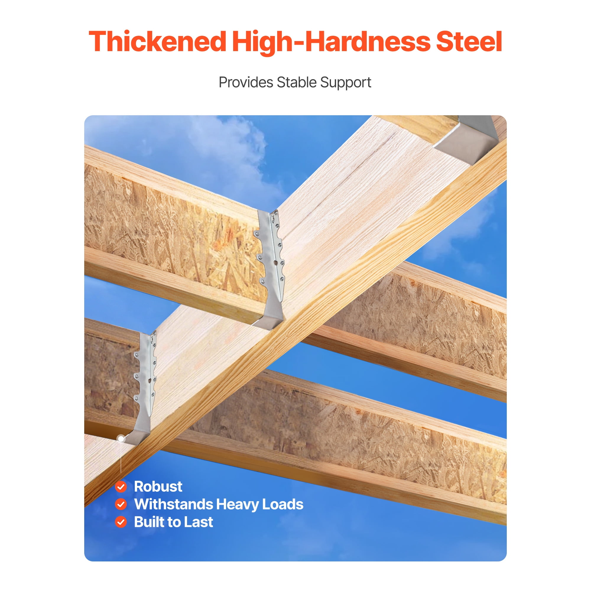 KFFKFF 50-Piece Joist Hanger Set, Dimensions 1.57 x 1.50 x 7.83 inch / 40 x 38 x 199 mm, Rust-Resistant Tie Brackets for Decks, Floors, and Ceiling Trusses