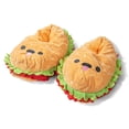 thumbnail image 2 of Hamburger Plush House Slippers - 1 Pair Hamburger Plush Slippers - Stuffed Indoor Slippers - Burger Plush - One Size - Cute Slippers Women, Men, and Kids, 2 of 4