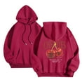thumbnail image 4 of Puliio Women's Cherry Graphic Hoodies Cute Printing Full Sleeve Plus Size Hoody Sweatshirts Loose Casual Pullover Top Outdoor Hooded Jackets For Womens, 4 of 6