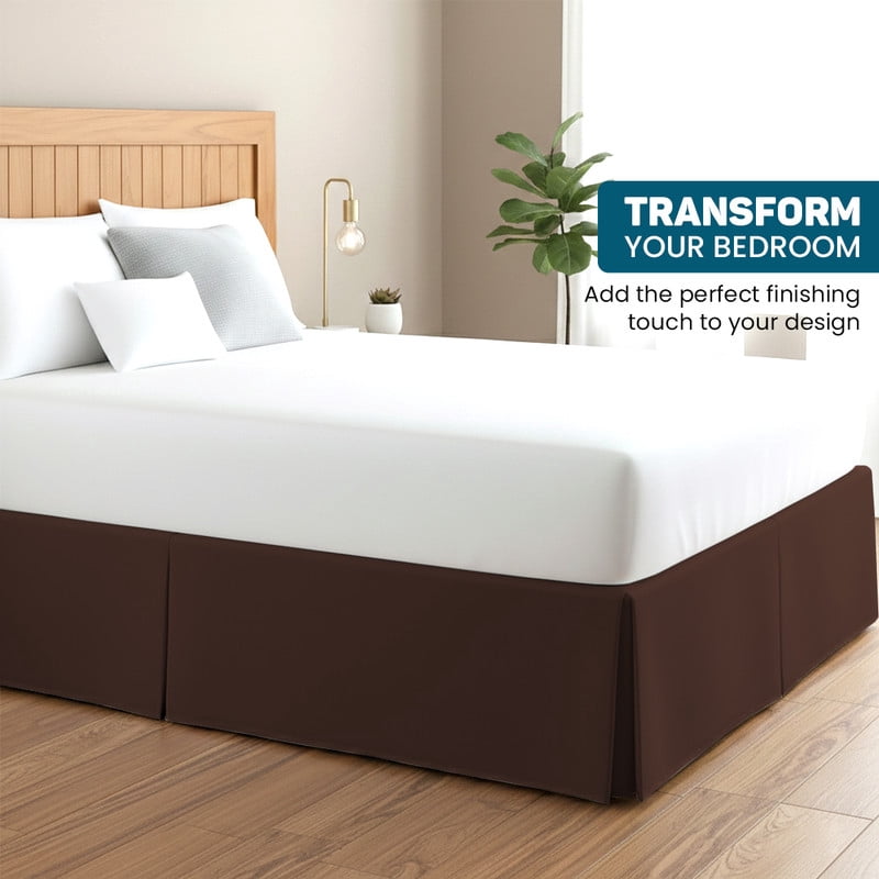 King Tailored Style Bed Skirt, 16" Drop Length, Soft 100% Microfiber, Quadruple Pleated Tailored Design, Hotel Quality, Chocolate Solid