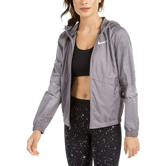 Nike Womens Running Fitness Athletic Jacket Gray S