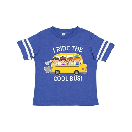 

Inktastic I Ride The Cool Bus with Yellow School Bus and Kids Gift Toddler Boy or Toddler Girl T-Shirt