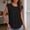 Black, variant on Womens Cap Sleeve Cropped Tank Tops Summer Pleated Elastic Crew Neck T Shirts Casual Loose Fit Basic Tees