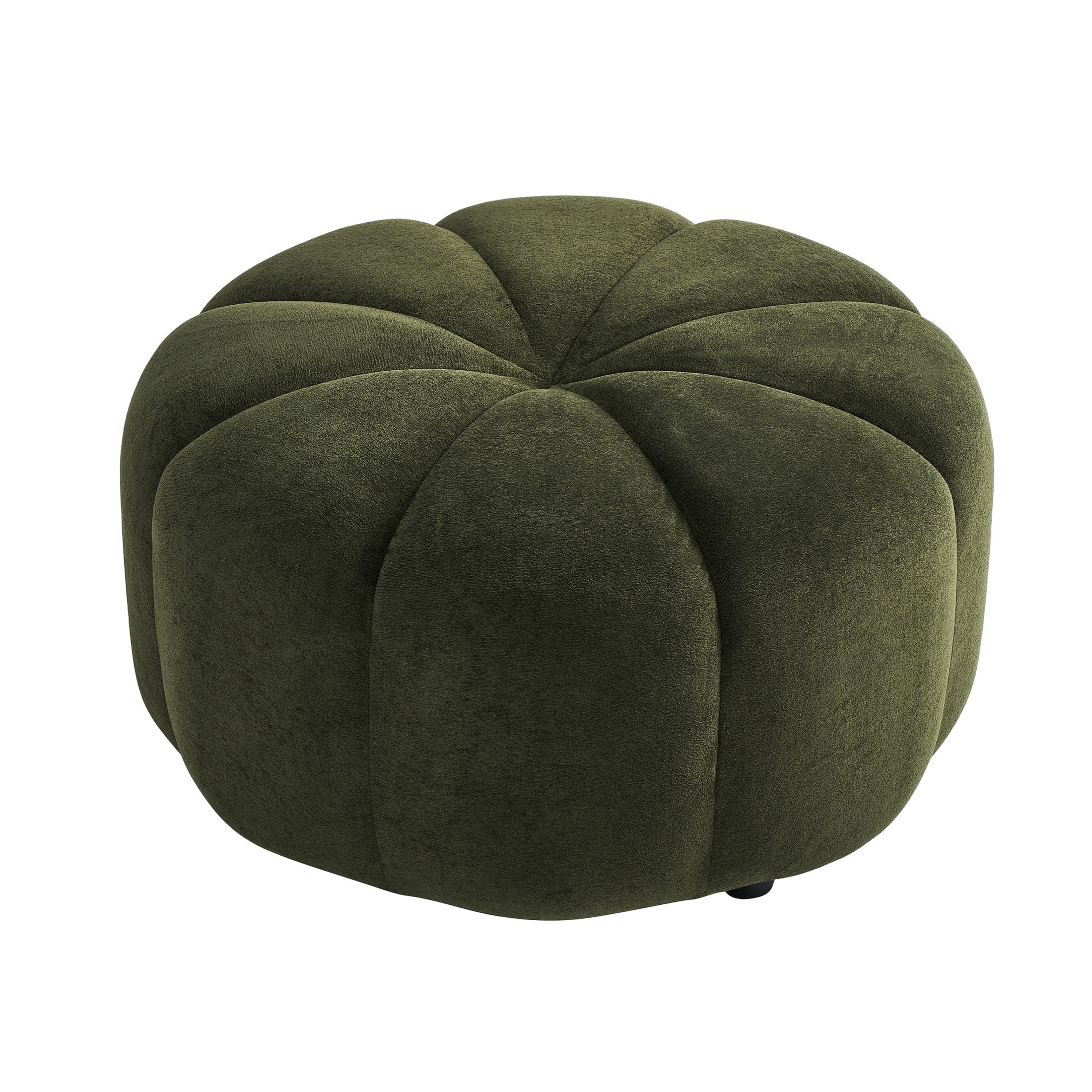Christopher Knight Home Modern Round Velvet Pumpkin Ottoman, Plush Upholstered Footstool, Olive Green