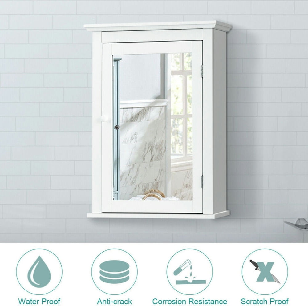 Finihen Bathroom Wall Cabinet, Wall Mounted Bathroom Mirror Cabinet, Bathroom Mirror Cabinet Wall Mounted Adjustable Shelf Medicine Storage, for Bathroom, White Finihen Bathroom Wall Cabinet, Wall Mounted Bathroom Mirror Cabinet, Bathroom Mirror Cabinet Wall Mounted Adjustable Shelf Medicine Storage, for Bathroom, White