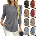 thumbnail image 2 of ShiShine Women's Puff Long Sleeve Shirts Casual Solid Color Blouses Crew Neck Elegant Tunic Tops, 2 of 7