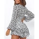 thumbnail image 4 of Monos de playa con estampado floral para mujer, monos florales con dobladillo con volantes y nudo de manga larga con escote en V profundo Pompotops ulkah941524, 4 of 9