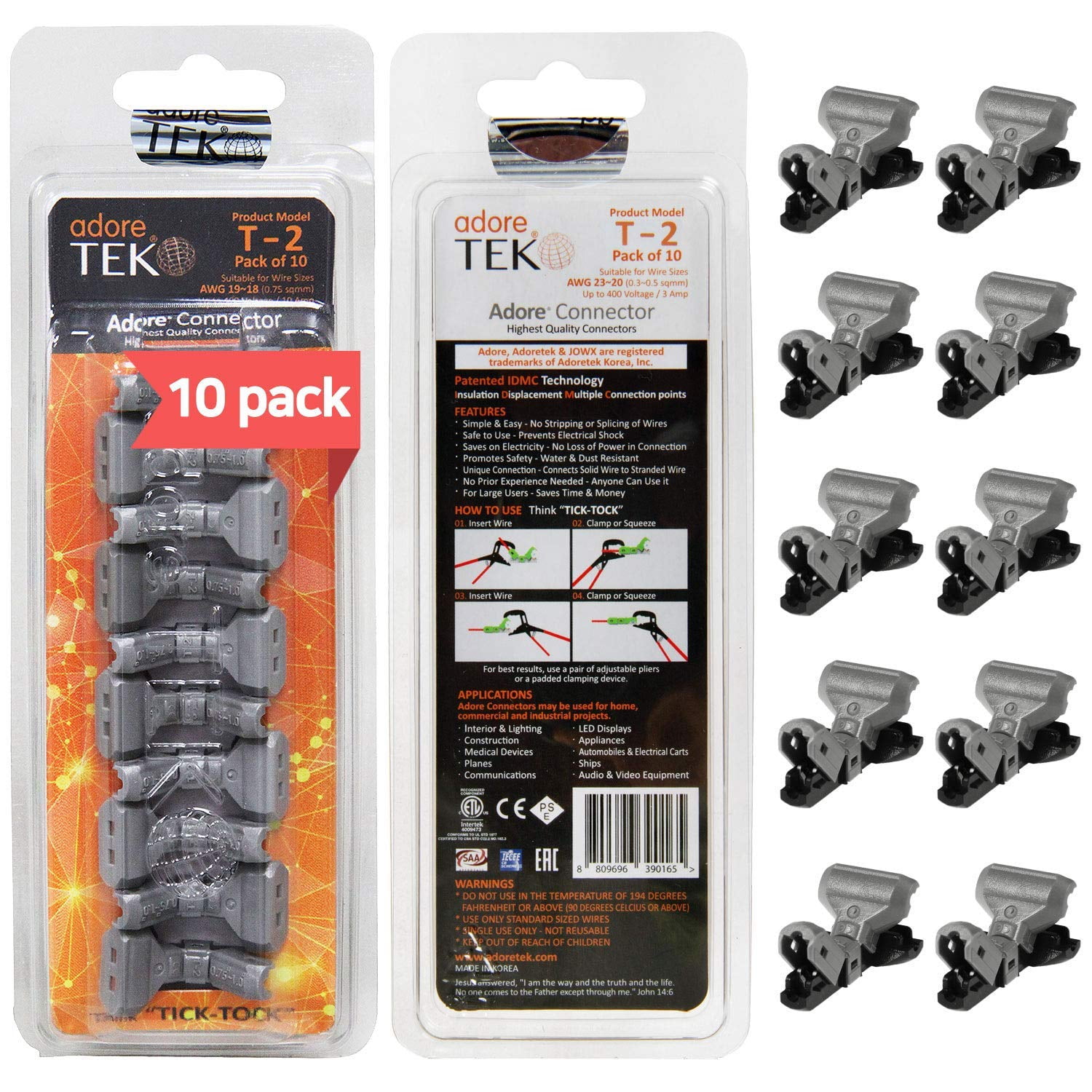 Adoretek TType Wire Connector [T2] NO Need to Peel NOSplice NOTape