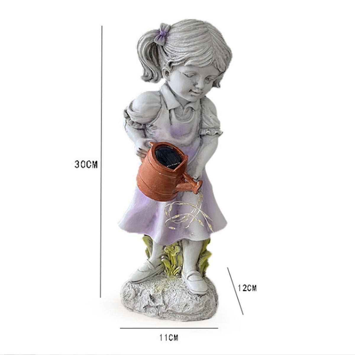 Beautiful Girl Watering the Garden Statue with Solar Fairy Light,Cute Garden and Balcony Statue Decoration for Garden Lovers