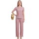 thumbnail image 1 of Conjunto 2 Piezas, Blusa Manga Corta y Pantalón Recto con Abertura, Estilo Elegante y Moderno para Mujer, 1 of 5