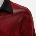 thumbnail image 3 of Dovford Mens 70s Disco Shirts Party Costume Shiny Long Sleeve Button Down Shirt Party Stage Bright Casual Tees, 3 of 6
