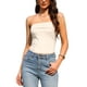 thumbnail image 1 of Tops de tubo para mujeres, tops bandeau sin tirantes, básicos sin mangas, ropa de verano para salir, L, albaricoque, 1 of 6