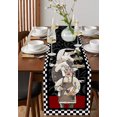 thumbnail image 4 of Table Runner Dresser Scarves 72 Inch Long, Abstract Chef Retro Flower Texture Linen Dining Table Runners Black and White Lattice Tabletop Scarf for Wedding Holiday Party Kitchen, 4 of 7
