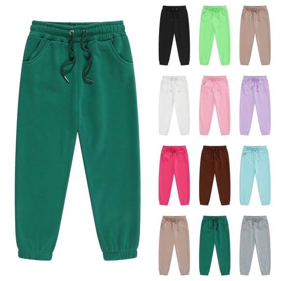 Tbopshirt Sweatpants for Boys Children's Pants Winter Solid Color Elastic Waist with Side Pockets Slim Sports Sweatpants Long Pants Kids