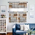 thumbnail image 2 of Vintage Wood Grain Kitchen Curtains Valances and Tiers Set of 3 Gray Brown Board Farmhouse Tier Curtains and Valance with Rod Pocket for Small Windows, 27.5"x24", 2 of 9