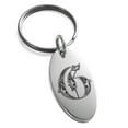 thumbnail image 1 of Stainless Steel Letter G Initial Royal Monogram Engraved Small Oval Charm Keychain Keyring, 1 of 1