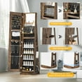 thumbnail image 4 of Bifanuo LED Mirror Jewelry Cabinet Standing, with Full-Length Mirror and Adjustable LED Lights, 360° Swivel Standing Jewelry Armoire Organizer (Rustic Brown), 4 of 9