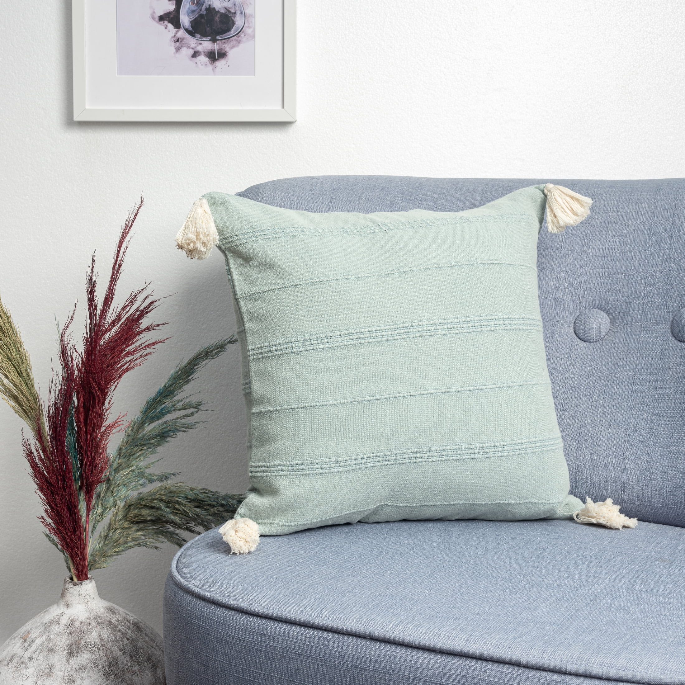 Ox Bay Sasha 18" x 18" Green Ultra-Soft Turkish Cotton Adult Decorative Throw Pillow