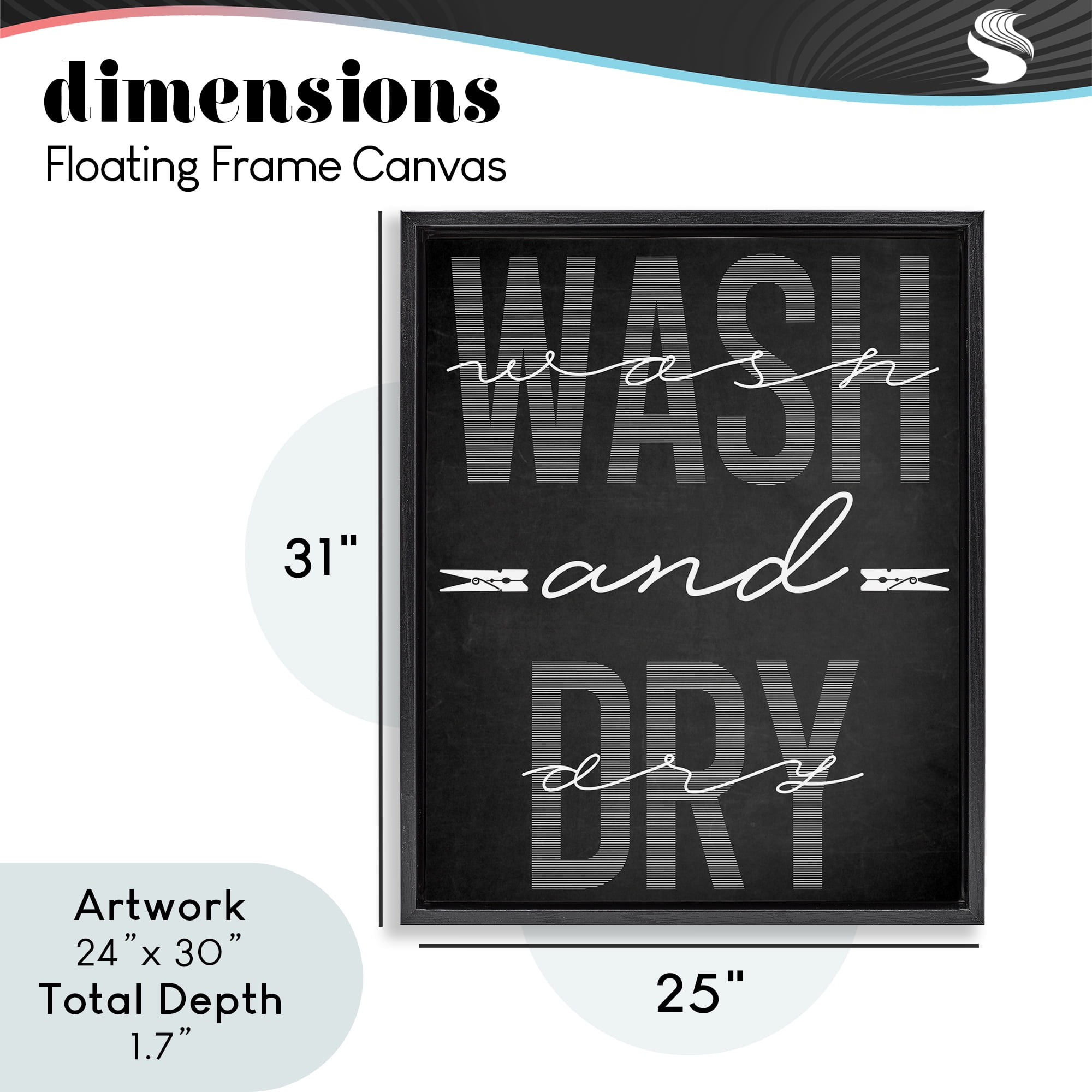 Wash And Dry Black Minimal Black Framed Floater Canvas Wall Art, design by Marcus Prime