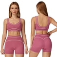 thumbnail image 2 of IDOPIP Womens Workout Sets Color Block Compression Sports Bra Matching High Waist Tummy Control Butt-Lifting Shorts 2 Piece Gym Yoga Pilates Running Outfits, 2 of 8