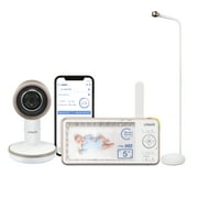 VTech V-Care 1080p WiFi Smart Nursery Remote Access Over-the-Crib Floor Stand Video Baby Monitor with 5' High Definition 720p, Artificial Intelligence, Rollover and Face Covering Detection, VC1405