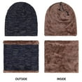 thumbnail image 4 of Anpro Men's Beanie Hats, 2 in 1 Knit Winter Hat Scarf Set - Navy Blue, 4 of 5