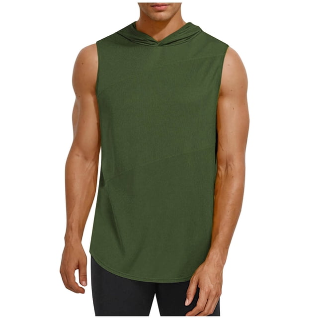 Camiseta con Capucha de Color Sólido de los Hombres, Blusa con Capucha sin Mangas Deportivas para el Gimnasio Y el Desgaste Al Aire Libre, Top Atlético Transpirable, Sudadera Ligera