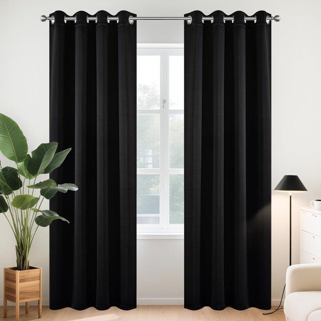 Cortinas opacas Joydeco con aislamiento térmico, 270 x 275 cm, color negro