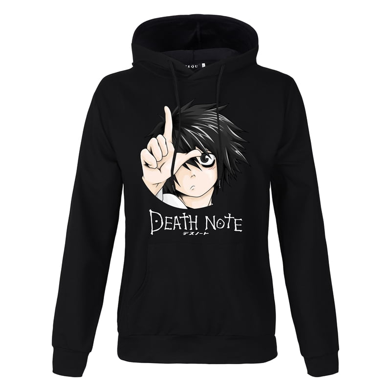 Death Note Hoodie L logo Light Ryuk Anime Black Japan Cosplay jumper ALL SIZES Death Note Hoodie L logo Light Ryuk Anime Black Japan Cosplay jumper ALL SIZES