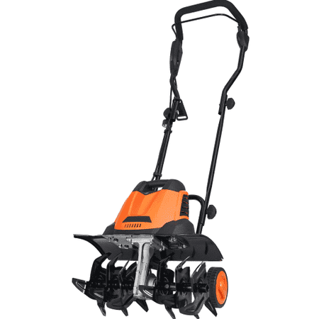 12 Amp Electric Tiller Cultivator, 18" Width 3.94" Depth, Corded Electric Rototiller with Steel Mn Tines for Garden Lawn Soil Digging