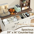 thumbnail image 3 of Haverchair 71" Kitchen Pantry Storage Cabinet, Farmhouse Hutch Cabinet with Microwave Stand, Tall Food Pantry Cabinets w/2 Drawers & 6 Hooks, Charging Station, Storage Cabinets for Dining Room, 3 of 9