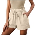 thumbnail image 2 of Womens Shorts Summer Casual Loose Elastic Waist Drawstring Comfy Lightweight Beach Shorts with Pockets, 2 of 8
