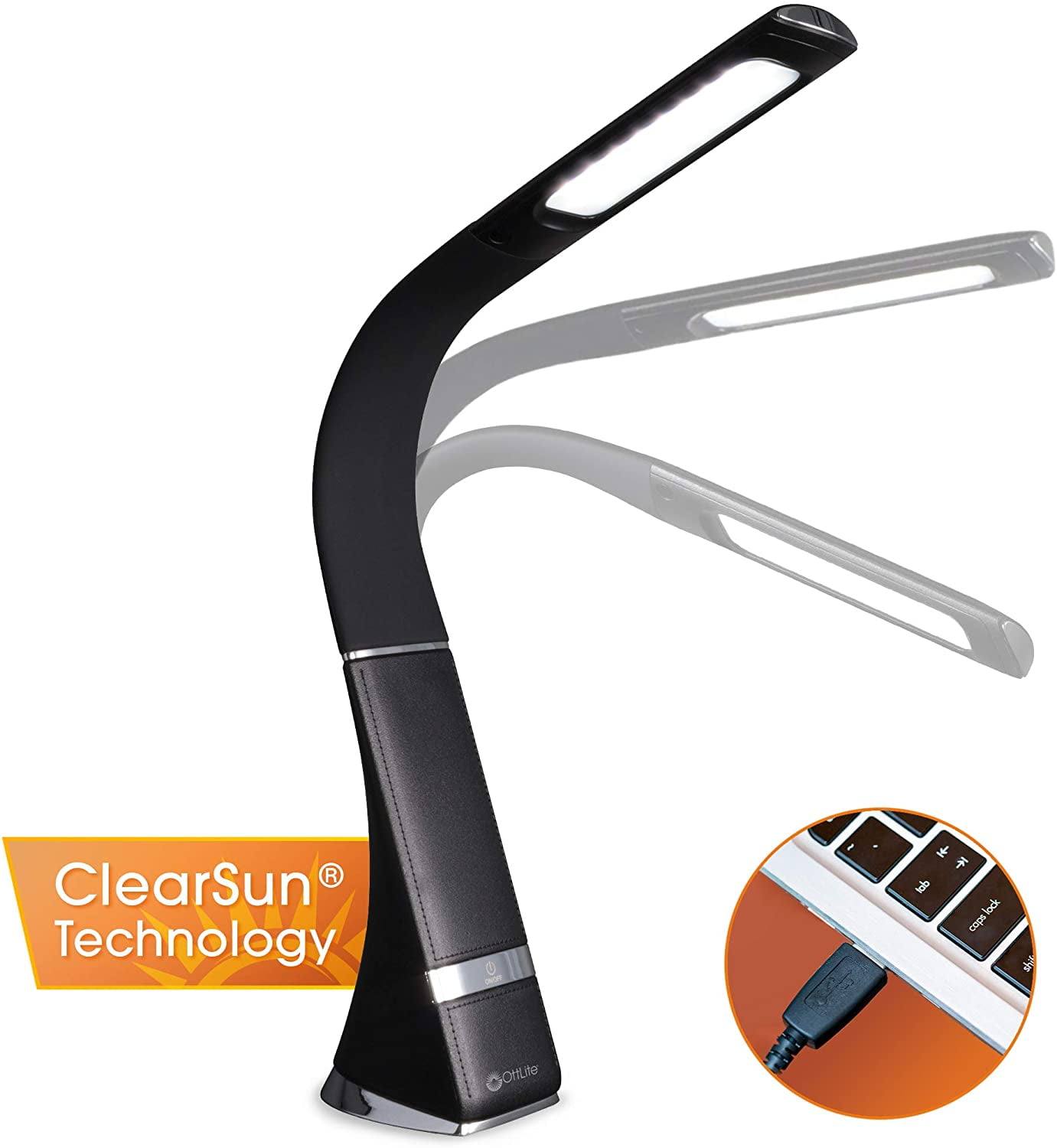 OTTLITE LED Desk Lamp, ClearSun Tech [51 Less Eyestrain], Flexible