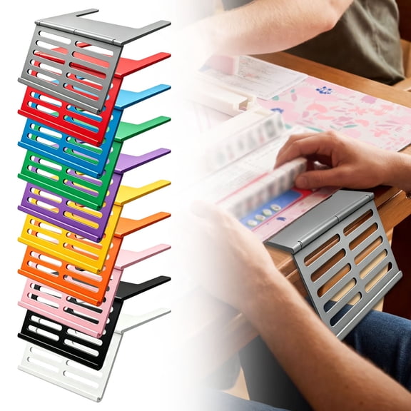 Mahjong Card Holder for Table, Under Mat Slide in Stand Angled Viewing Rack Foldable 3D Printed Space Saving Accessory for American Mahjong Mat