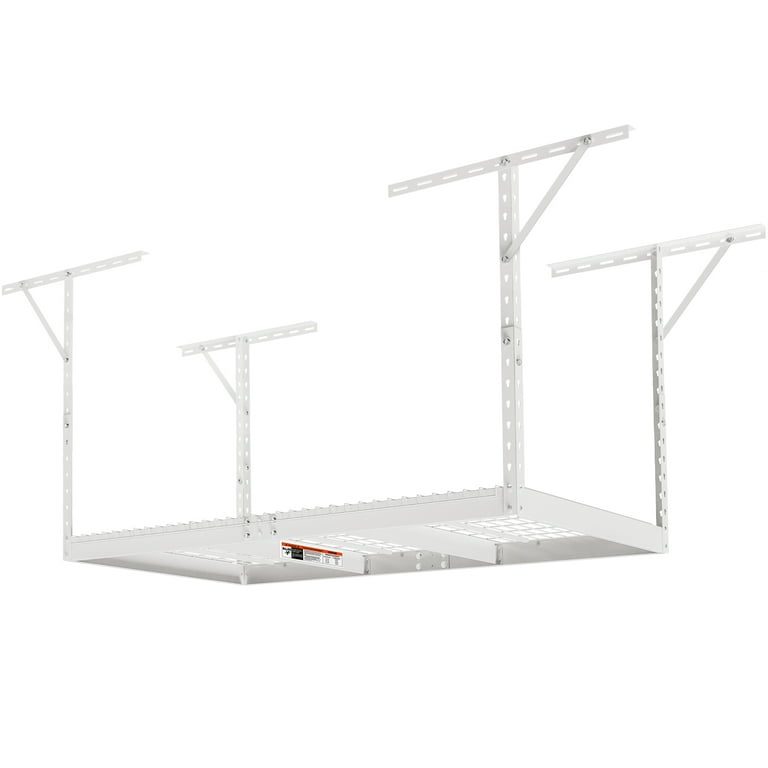 Bentism Overhead Adjustable Garage Storage Rack 36x72in Ceiling Rack 550lbs White, Size: 36 x 72 x 40 inch / 91.4 x 182.9 x 101.6 cm