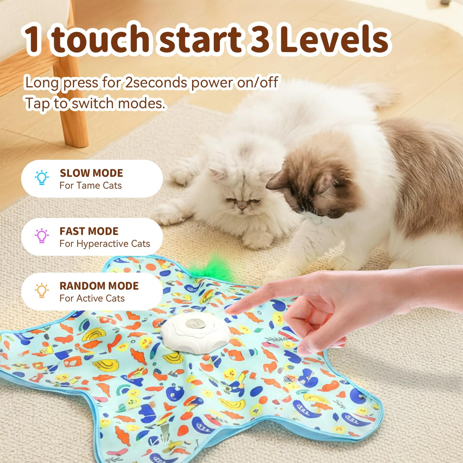 Cat Toys For Indoor Cats  Rechargeable Interactive With Touch-activated And Seek Fluttering Mouse Squeaker Bored Adult Green